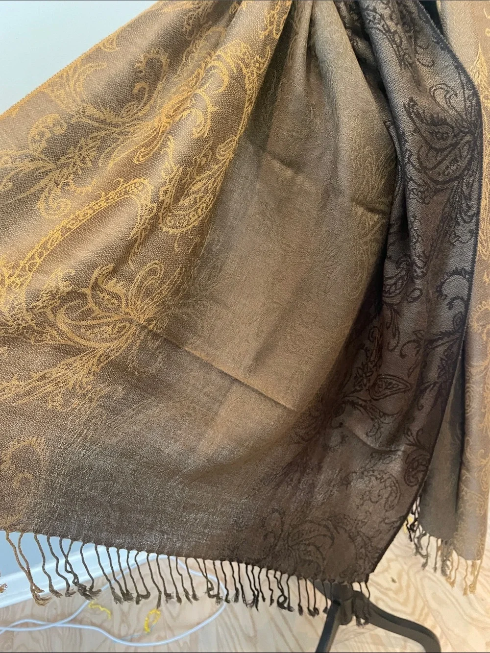 Neutral Brown Paisley Women's Scarf like new